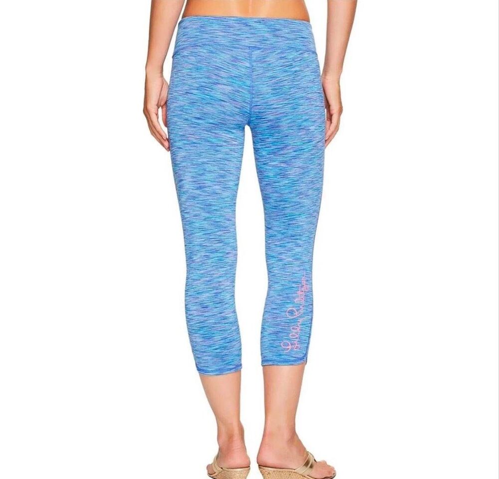 Lilly Pulitzer Luxletic Weekender Iris Blue Space Dye Cropped Leggings sz S